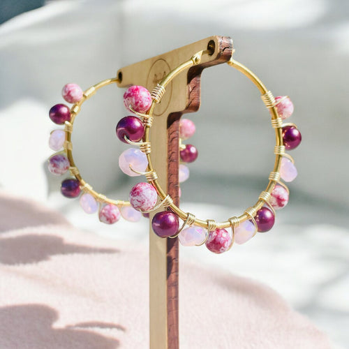 Magenta and Pink Hoop Earrings