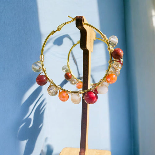 Orange and Brown Hoop Earrings