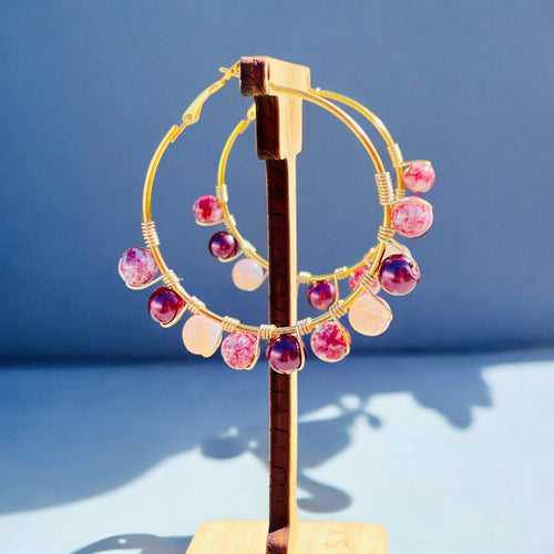 Magenta and Pink Hoop Earrings