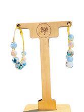 Load image into Gallery viewer, GELINDA- Blue and Gold Multi-colored Beaded Wire-wrapped Hoop Earrings
