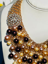 Load image into Gallery viewer, VIKTORIA- Brown and Gold Multi color Bib Necklace
