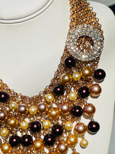 Load image into Gallery viewer, VIKTORIA- Brown and Gold Multi color Bib Necklace
