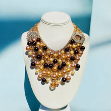 Load image into Gallery viewer, VIKTORIA- Brown and Gold Multi color Bib Necklace
