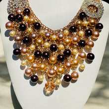 Load image into Gallery viewer, VIKTORIA- Brown and Gold Multi color Bib Necklace
