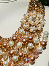 Load image into Gallery viewer, ELENA - Pearl and Rose Gold Multi color Bib Statement Necklace
