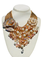 Load image into Gallery viewer, ELENA - Pearl and Rose Gold Multi color Bib Statement Necklace
