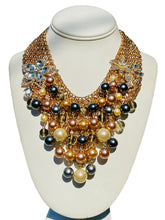 Load image into Gallery viewer, RIRI- Gray and Gold Multi color Bib Necklace
