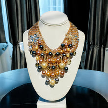 Load image into Gallery viewer, RIRI- Gray and Gold Multi color Bib Necklace
