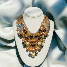 Load image into Gallery viewer, RIRI- Gray and Gold Multi color Bib Necklace
