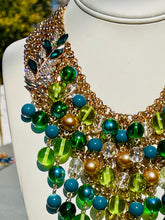 Load image into Gallery viewer, TRUE - Green and Teal Multi color Bib Statement Necklace
