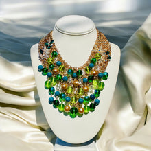 Load image into Gallery viewer, TRUE - Green and Teal Multi color Bib Statement Necklace
