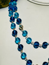 Load image into Gallery viewer, EVIE- Blue and Gold Double Drop Necklace
