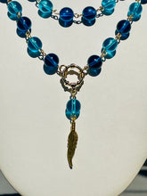 Load image into Gallery viewer, EVIE- Blue and Gold Double Drop Necklace
