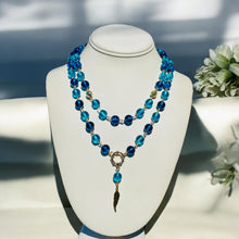 Load image into Gallery viewer, EVIE- Blue and Gold Double Drop Necklace
