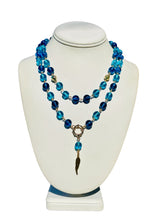 Load image into Gallery viewer, EVIE- Blue and Gold Double Drop Necklace
