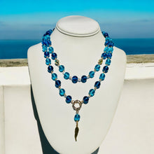 Load image into Gallery viewer, Blue Double Strand Beaded Necklace, Blue Necklace
