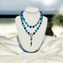 Load image into Gallery viewer, EVIE- Blue and Gold Double Drop Necklace
