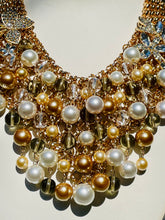 Load image into Gallery viewer, WYNTER - Pearl and Gold Multi color Bib Statement Necklace
