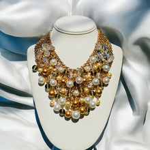 Load image into Gallery viewer, WYNTER - Pearl and Gold Multi color Bib Statement Necklace
