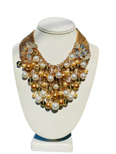 Load image into Gallery viewer, WYNTER - Pearl and Gold Multi color Bib Statement Necklace
