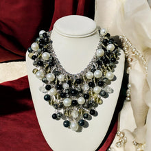 Load image into Gallery viewer, HARMONY- Black and White Bib Statement Necklace
