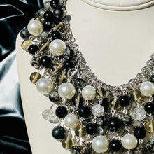 Load image into Gallery viewer, HARMONY- Black and White Bib Statement Necklace
