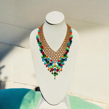 Load image into Gallery viewer, AMEENA- Orange and Gold Multi colored Beaded Crochet Necklace
