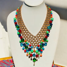 Load image into Gallery viewer, AMEENA- Orange and Gold Multi colored Beaded Crochet Necklace
