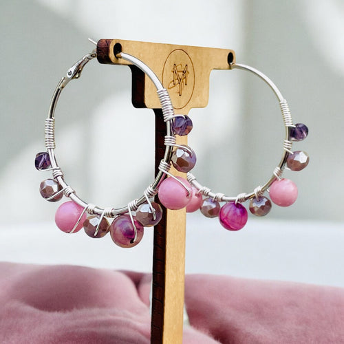 Purple and Pink Hoop Earrings