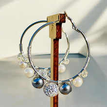 Load image into Gallery viewer, Gray and Silver Hoops, Hoop Earrings
