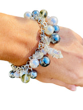 Load image into Gallery viewer, LAINE- Gray and Pearl Beaded Charm Bracelet
