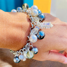 Load image into Gallery viewer, LAINE- Gray and Pearl Beaded Charm Bracelet
