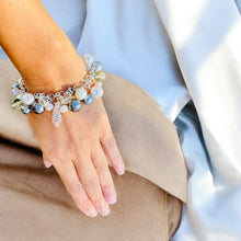 Load image into Gallery viewer, LAINE- Gray and Pearl Beaded Charm Bracelet
