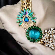 Load image into Gallery viewer, SARAI - Green and Gold Statement Necklace
