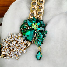 Load image into Gallery viewer, SARAI - Green and Gold Statement Necklace
