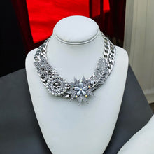 Load image into Gallery viewer, BRISTOL - Silver, Crystal and Pearl Statement Necklace
