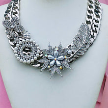 Load image into Gallery viewer, BRISTOL - Silver, Crystal and Pearl Statement Necklace
