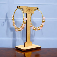 Load image into Gallery viewer, CHAYA- Pink and Gold Multi-colored Beaded Wire-wrapped Hoop Earrings
