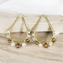 Load image into Gallery viewer, INAYA- Brown and Gold Wire Wrapped Beaded Hoop Earrings
