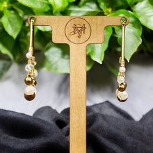 Load image into Gallery viewer, INAYA- Brown and Gold Wire Wrapped Beaded Hoop Earrings
