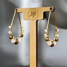 Load image into Gallery viewer, INAYA- Brown and Gold Wire Wrapped Beaded Hoop Earrings
