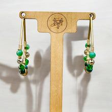 Load image into Gallery viewer, GRACE-LYN- Green and Gold Wire Wrapped Beaded Hoop Earrings
