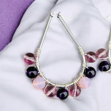 Load image into Gallery viewer, DALLAS- Purple and Pink Wire Wrapped Beaded Hoop Earrings
