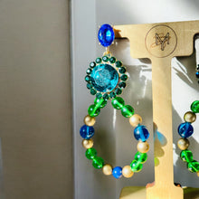 Load image into Gallery viewer, SHALINI - Green and Blue Beaded Tear Drop Earrings
