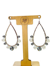 Load image into Gallery viewer, AHILLIA- Gray and White Wire Wrapped Beaded Tear Drop Earrings
