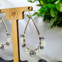 Load image into Gallery viewer, AHILLIA- Gray and White Wire Wrapped Beaded Tear Drop Earrings
