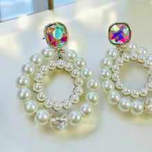 Load image into Gallery viewer, GISELA- White Pearl and Silver Beaded Drop Earrings
