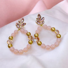 Load image into Gallery viewer, JOSANNE - Pink and Gold Beaded Tear Drop Earrings
