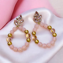 Load image into Gallery viewer, JOSANNE - Pink and Gold Beaded Tear Drop Earrings
