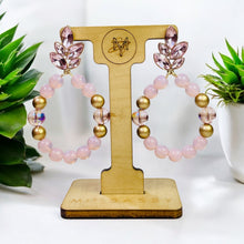 Load image into Gallery viewer, Pink and Gold Earrings, Beaded Tear Drop Earrings, Gift for Her
